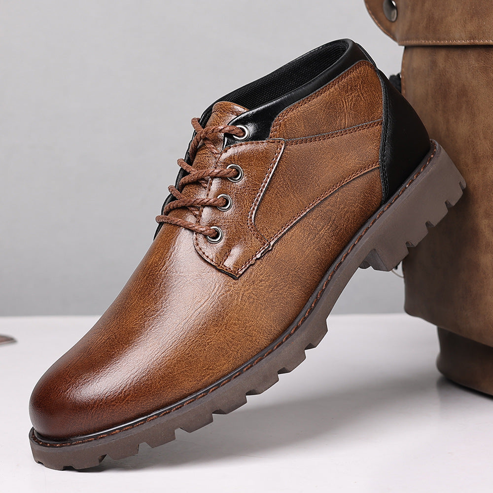 HPIOPL4999 Martin Boots Men's Boots Plus Size Lace Up Low Top