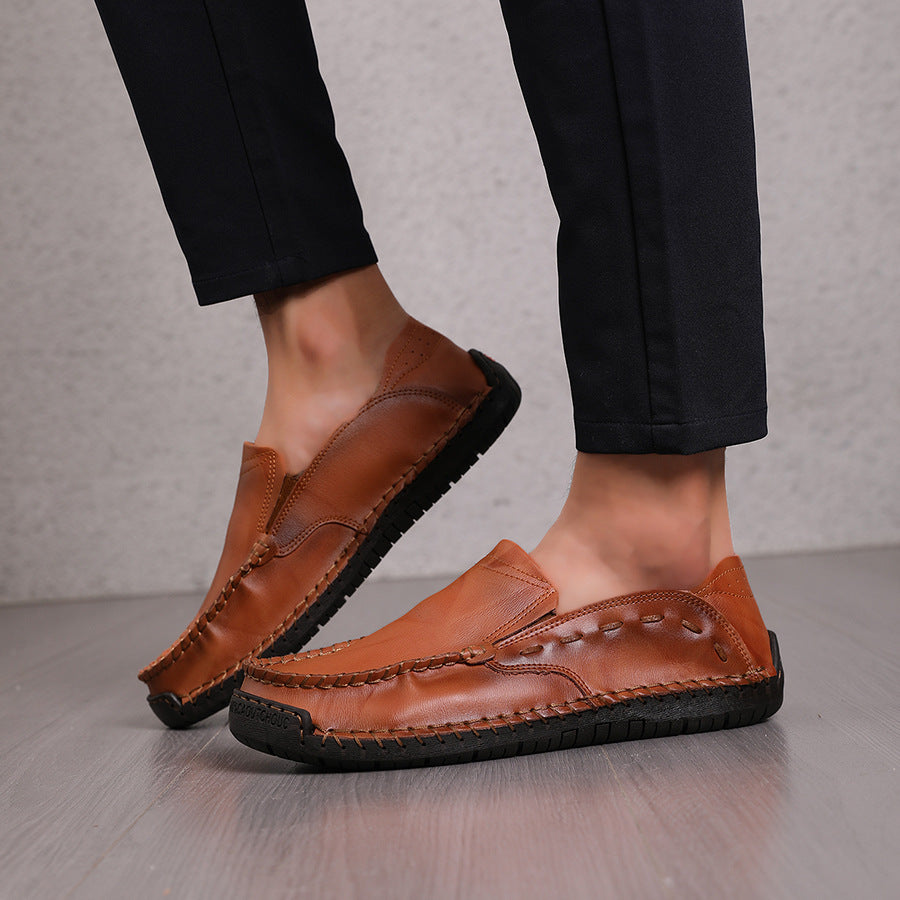 Loafers Men's Lightweight Non-slip Leather Shoes Slip-on