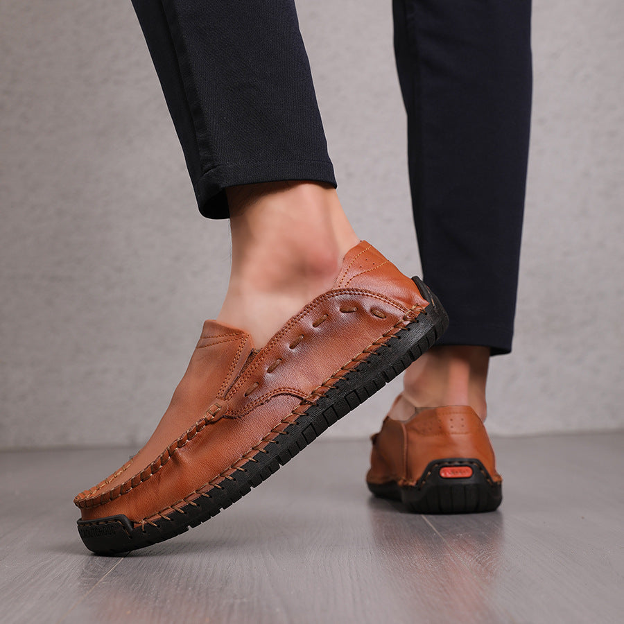 Loafers Men's Lightweight Non-slip Leather Shoes Slip-on