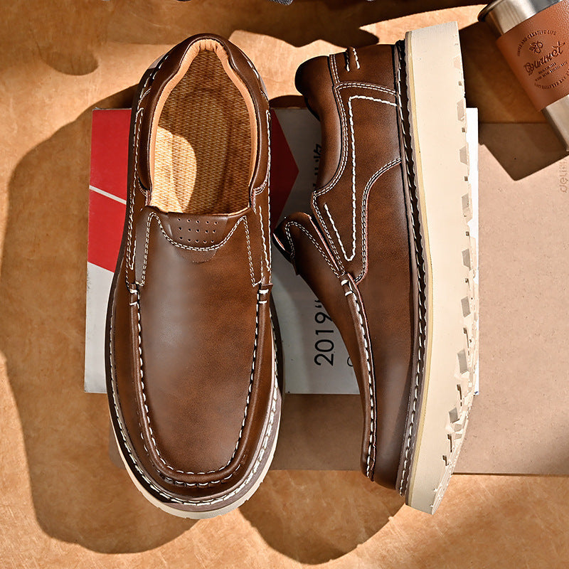 Low-top Thick-soled Men's Big Toe All-match Casual Leather Shoes