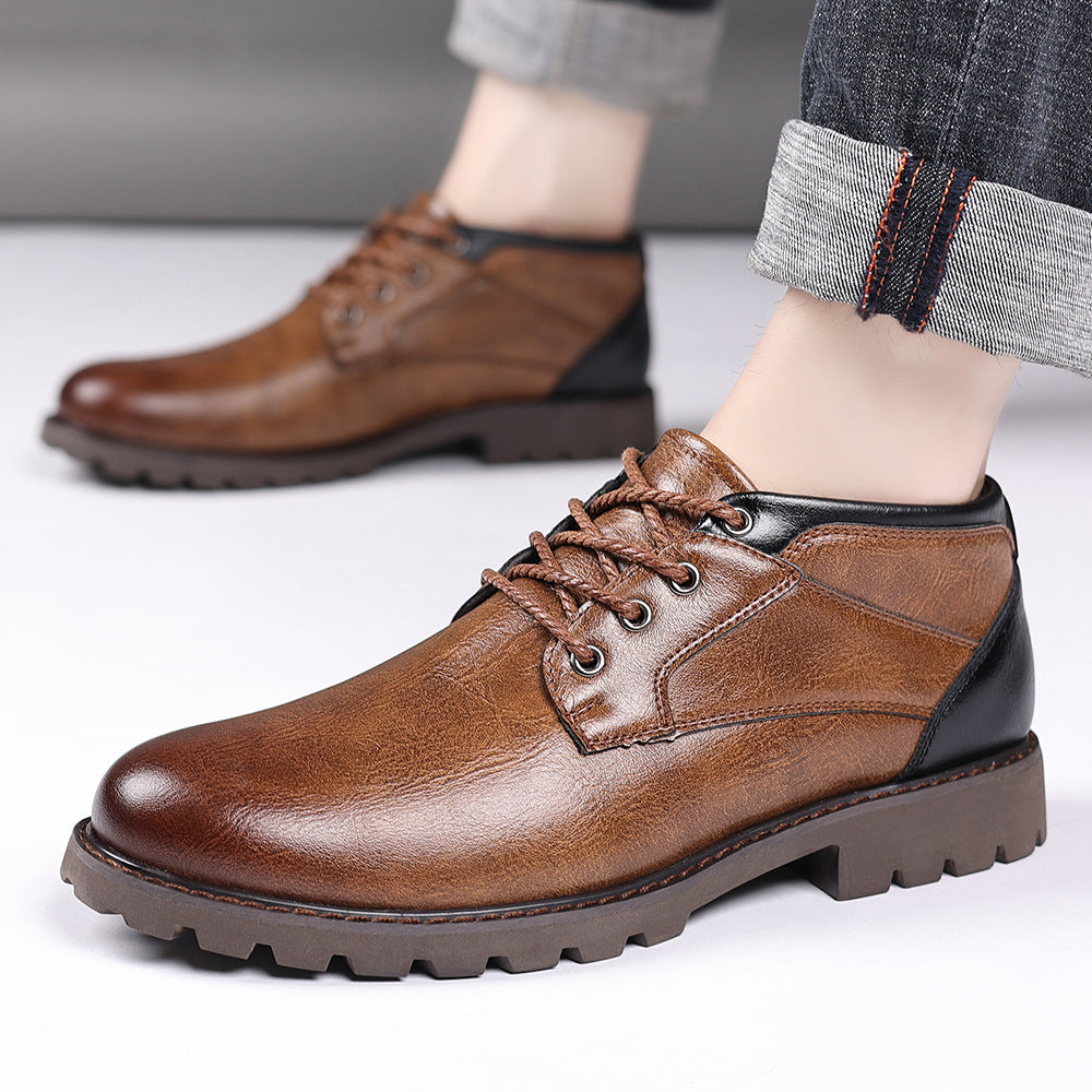 HPIOPL4999 Martin Boots Men's Boots Plus Size Lace Up Low Top
