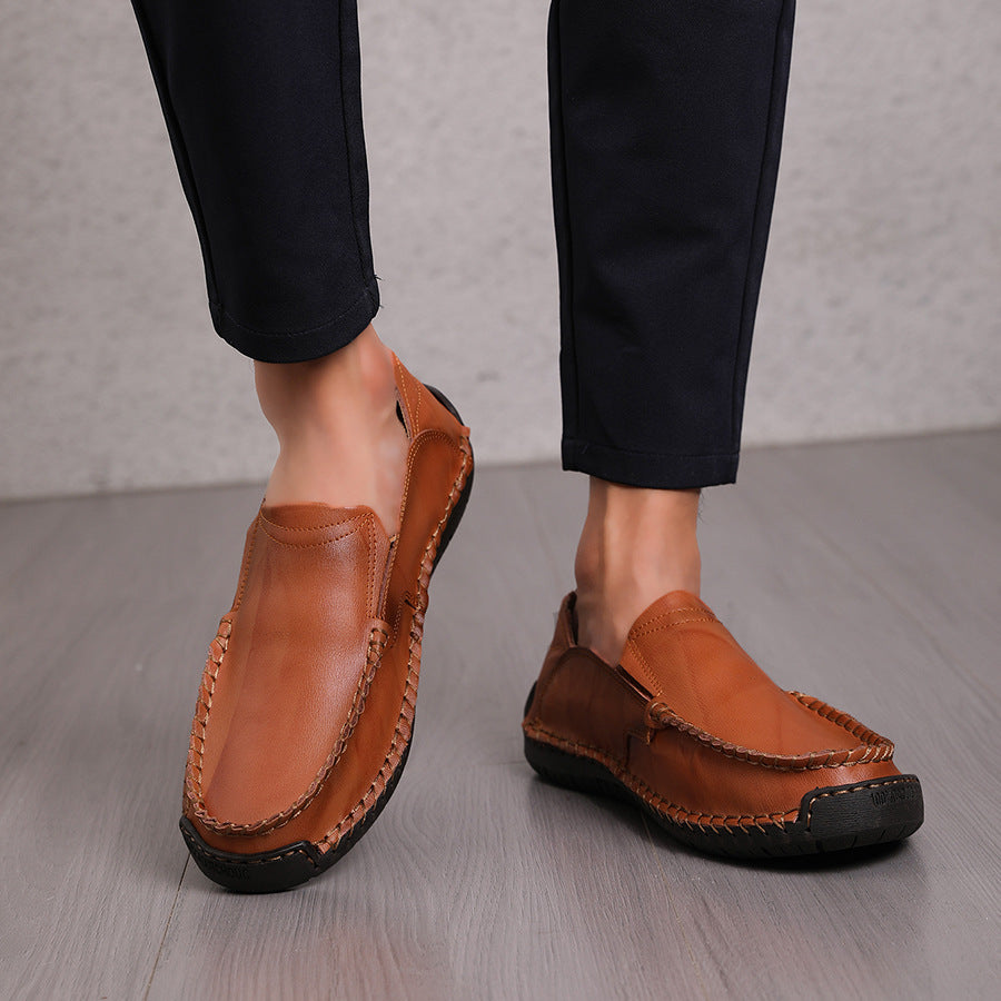 Loafers Men's Lightweight Non-slip Leather Shoes Slip-on