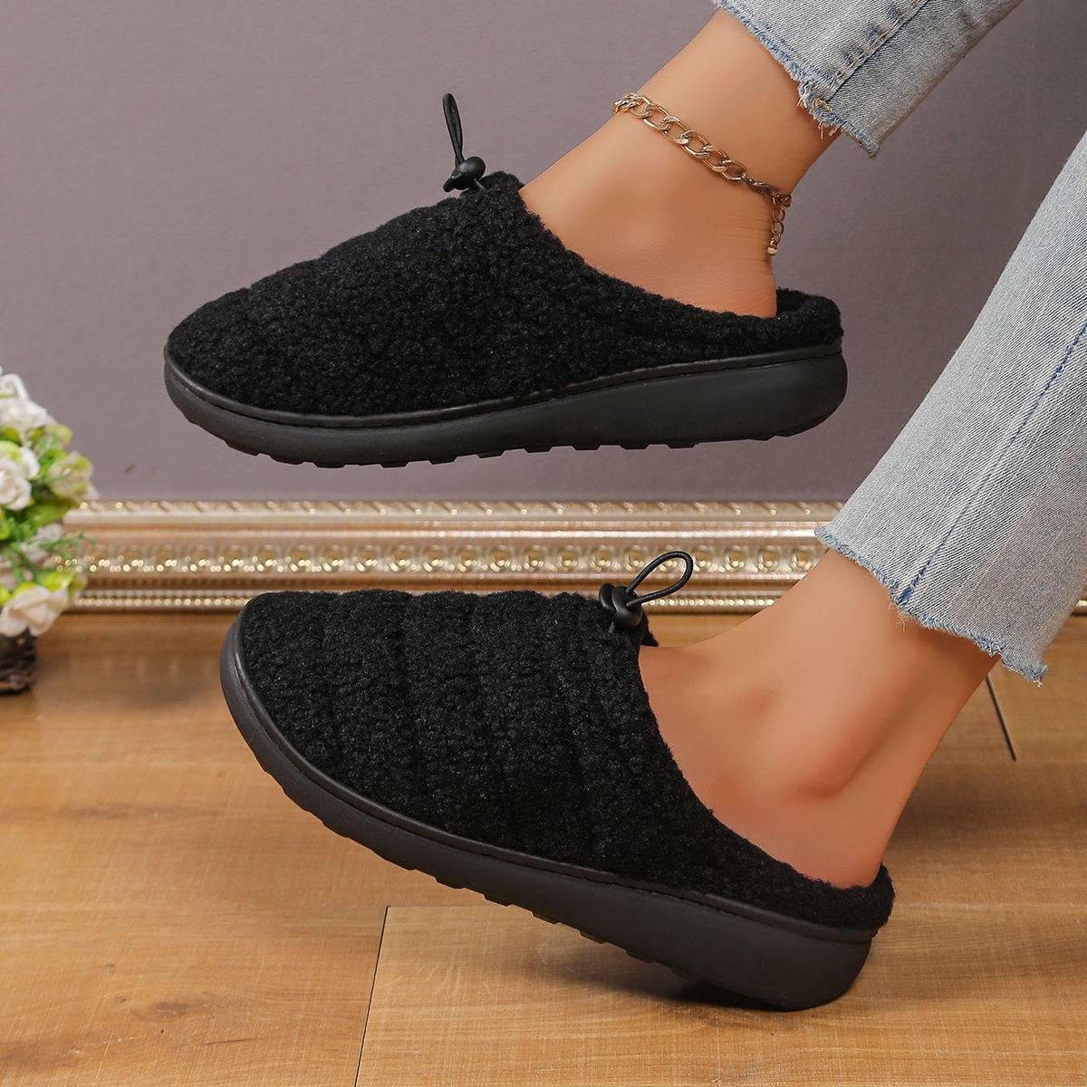 String Clip Adjustable Half Slippers Cotton Shoes Indoor And Outdoor