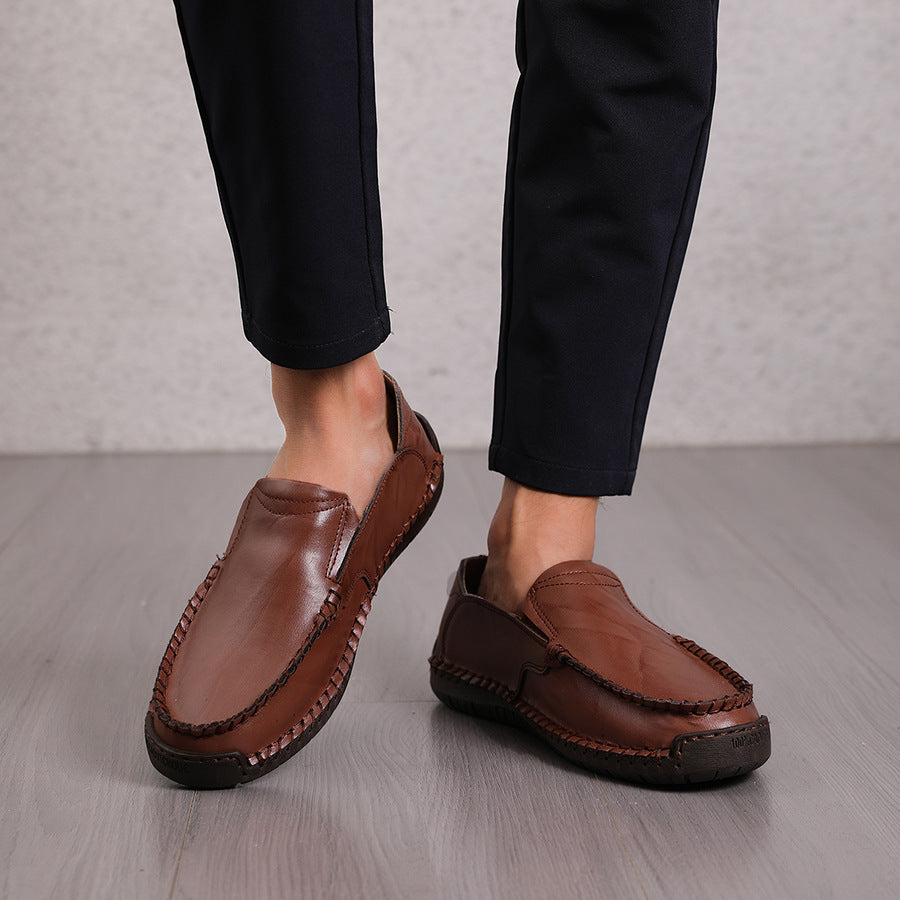 Loafers Men's Lightweight Non-slip Leather Shoes Slip-on