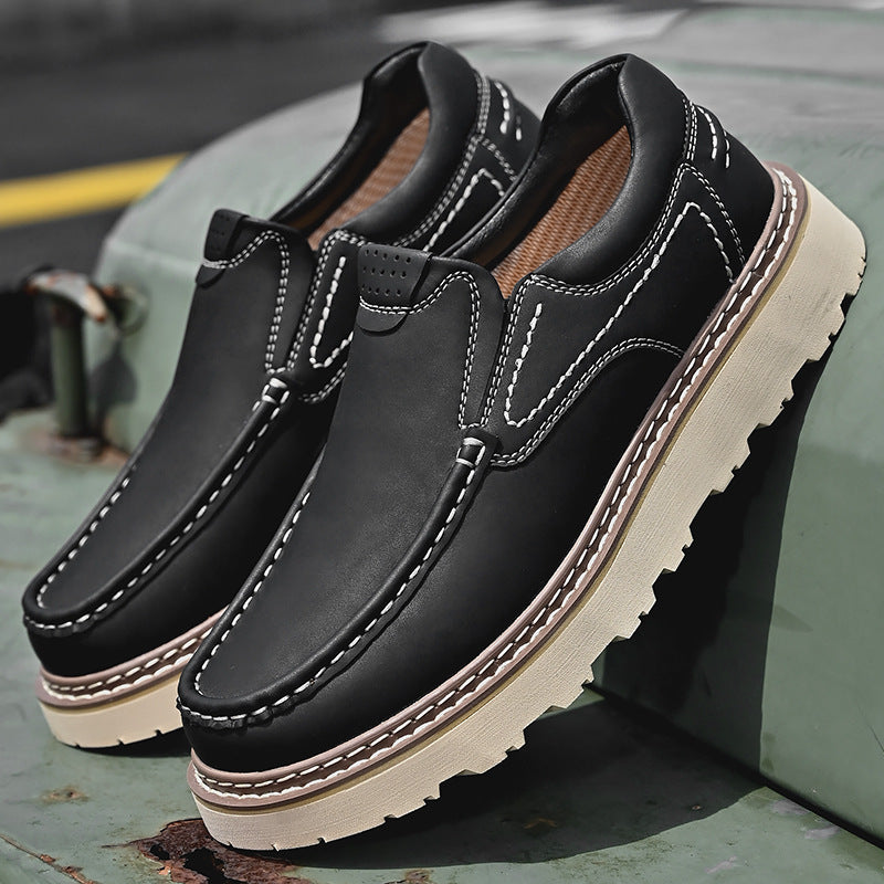 Low-top Thick-soled Men's Big Toe All-match Casual Leather Shoes