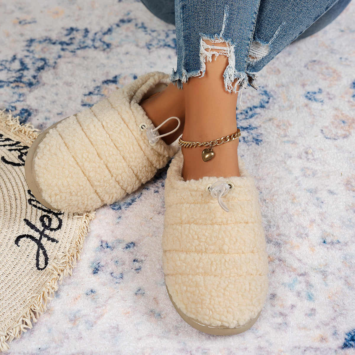 String Clip Adjustable Half Slippers Cotton Shoes Indoor And Outdoor