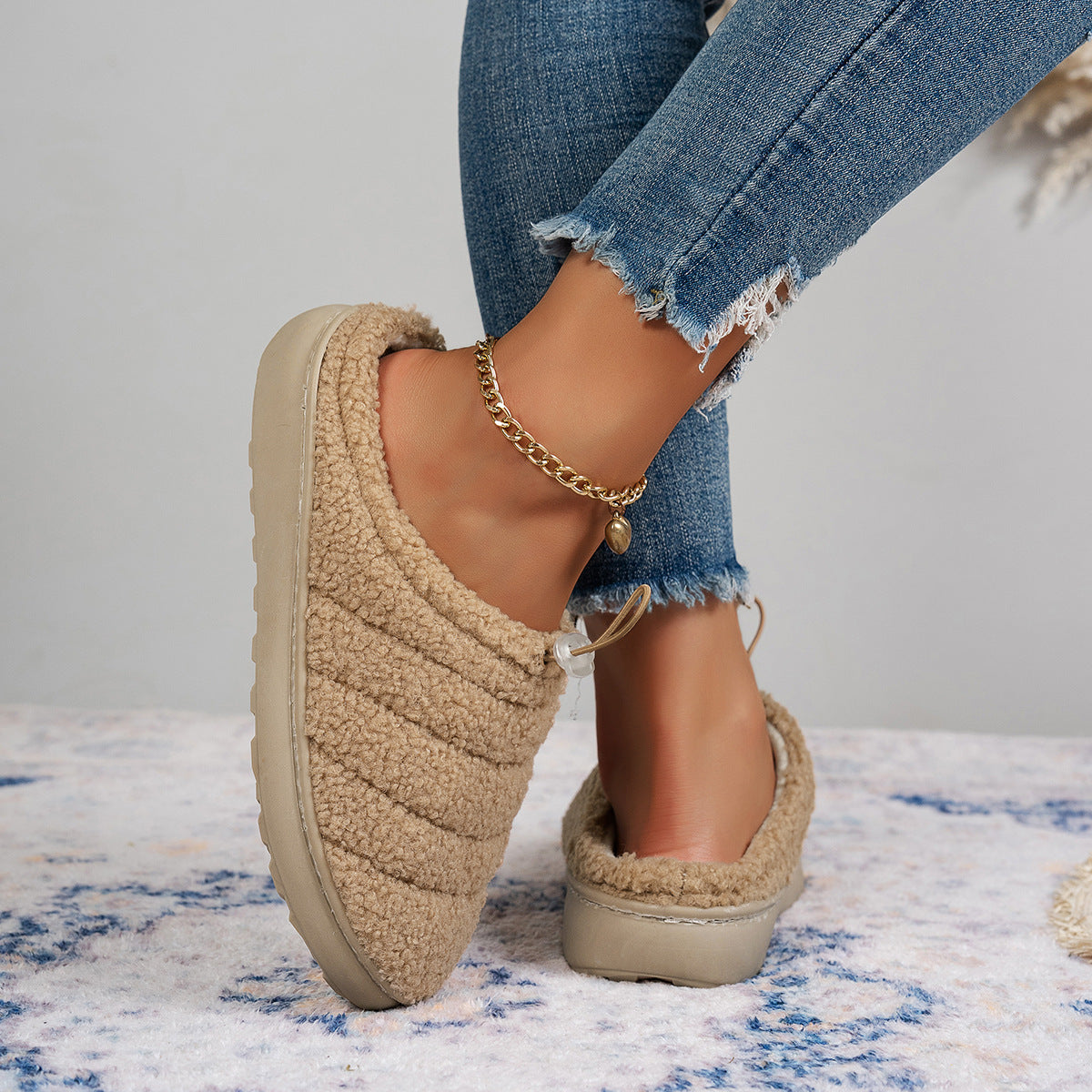 String Clip Adjustable Half Slippers Cotton Shoes Indoor And Outdoor