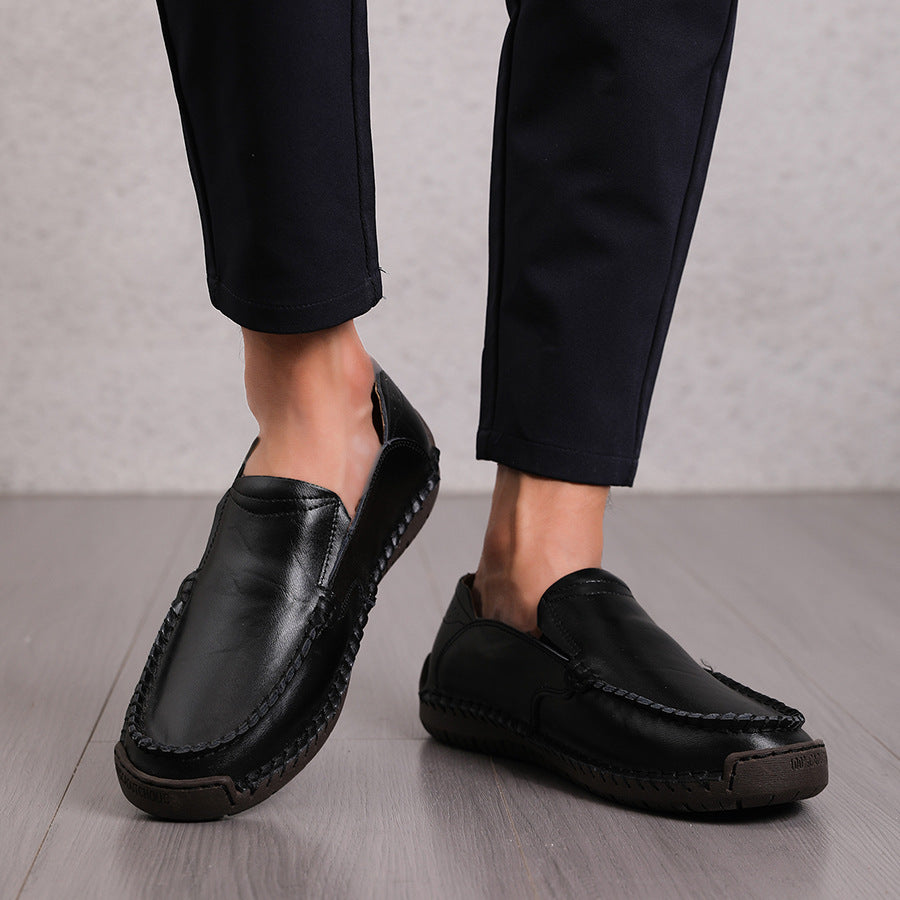Loafers Men's Lightweight Non-slip Leather Shoes Slip-on