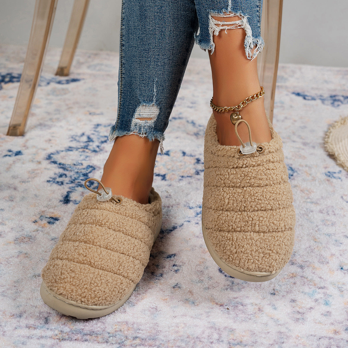 String Clip Adjustable Half Slippers Cotton Shoes Indoor And Outdoor